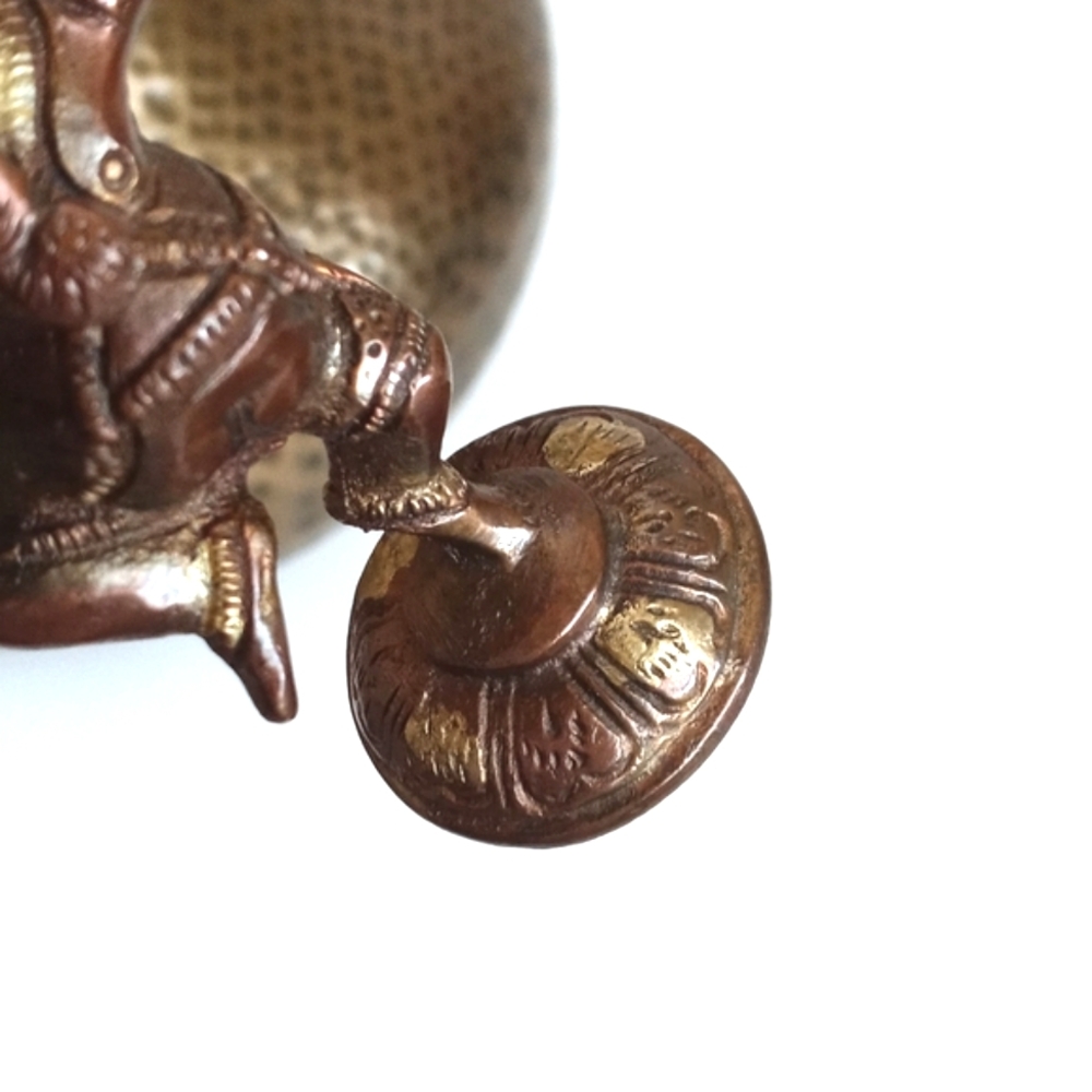 Antique Solid Brass Bronzed Figurine Ganesh Art Sculpture Home Decor 3 1/2” - Picture 5 of 15